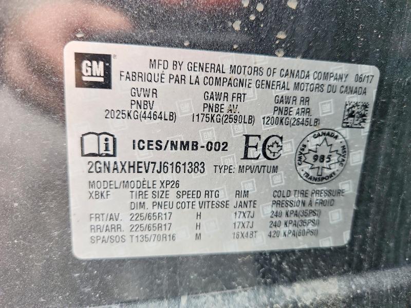 Aukcja sprzedaży 2018 Chevrolet Equinox, vin: 2GNAXHEV7J6161383, numer aukcji: 67716406