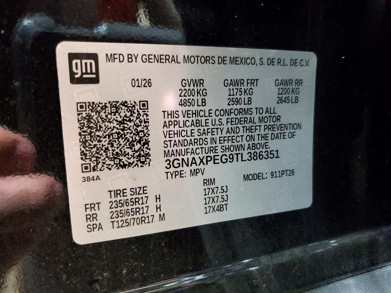 Продаж на аукціоні авто 2026 Chevrolet Equinox, vin: 3GNAXPEG9TL386351, номер лоту: 68950376