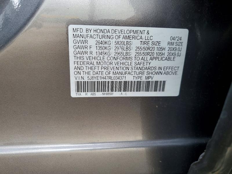 68650166 :رقم المزاد ، 5J8YE1H47RL034371 vin ، 2024 Acura Mdx مزاد بيع