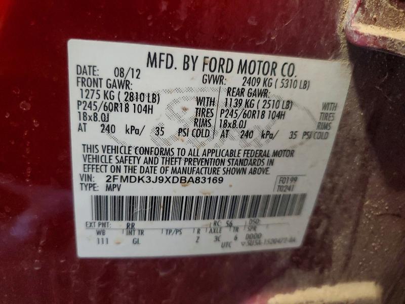Продаж на аукціоні авто 2013 Ford Edge, vin: 2FMDK3J9XDBA83169, номер лоту: 67745656