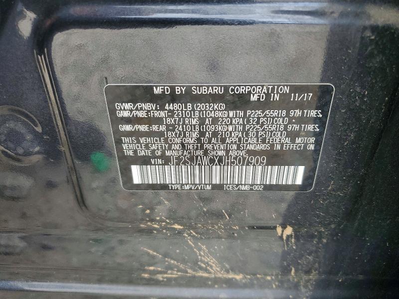 2018 Subaru Forester მანქანა იყიდება აუქციონზე, vin: JF2SJAWCXJH507909, აუქციონის ნომერი: 70105726
