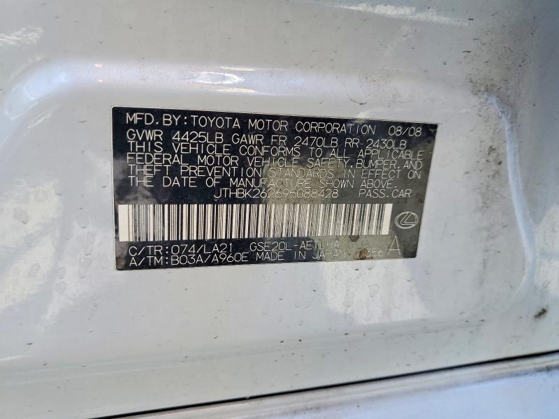 68347416 :رقم المزاد ، JTHBK262695088428 vin ، 2009 Lexus Is 250 مزاد بيع