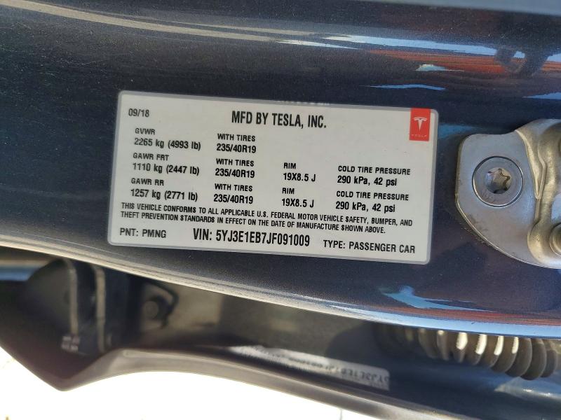 69241336 :رقم المزاد ، 5YJ3E1EB7JF091009 vin ، 2018 Tesla Model 3 مزاد بيع