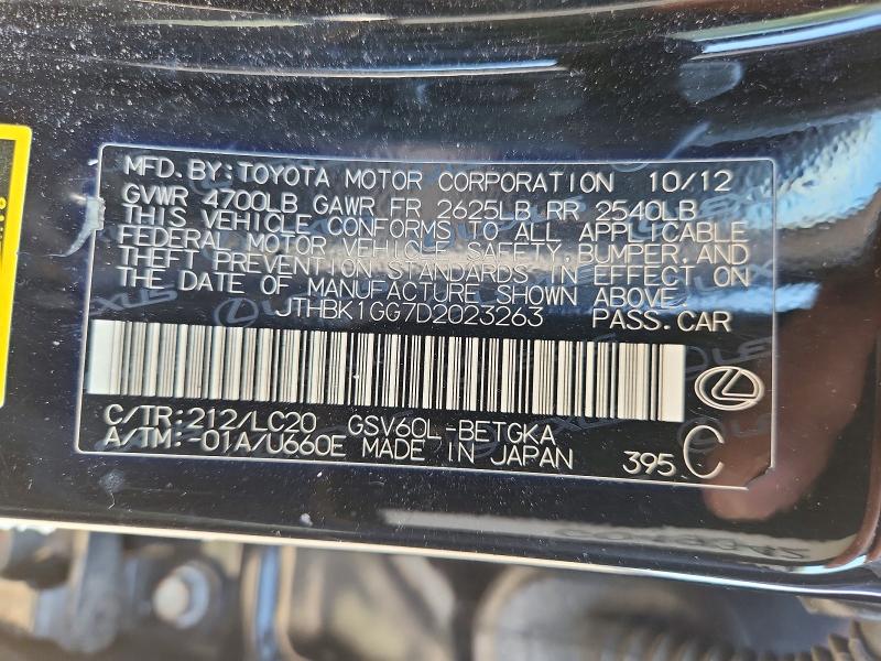 Продажа на аукционе авто 2013 Lexus Es, vin: JTHBK1GG7D2023263, номер лота: 67506226