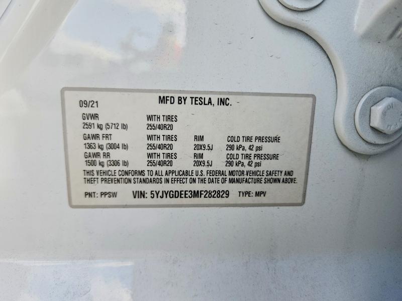 Продажа на аукционе авто 2021 Tesla Model Y, vin: 5YJYGDEE3MF282829, номер лота: 69541036