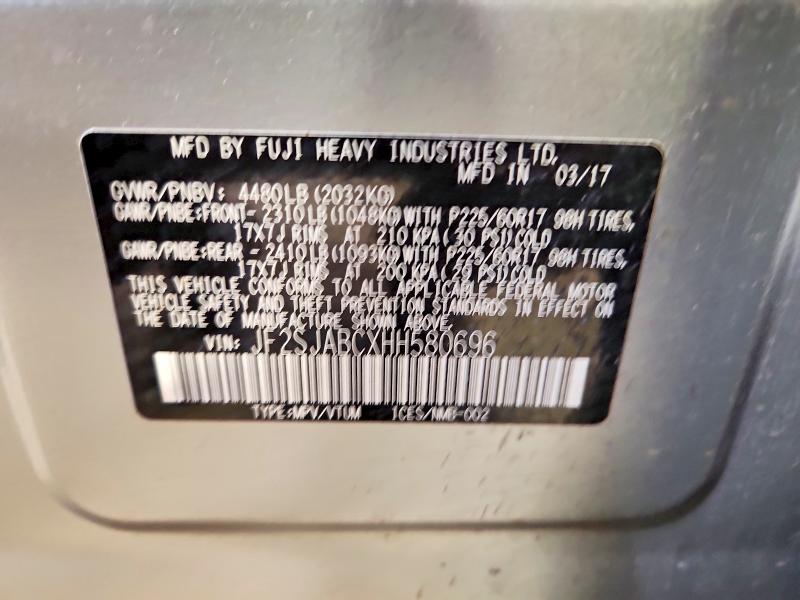 Aukcja sprzedaży 2017 Subaru Forester, vin: JF2SJABCXHH580696, numer aukcji: 67689046