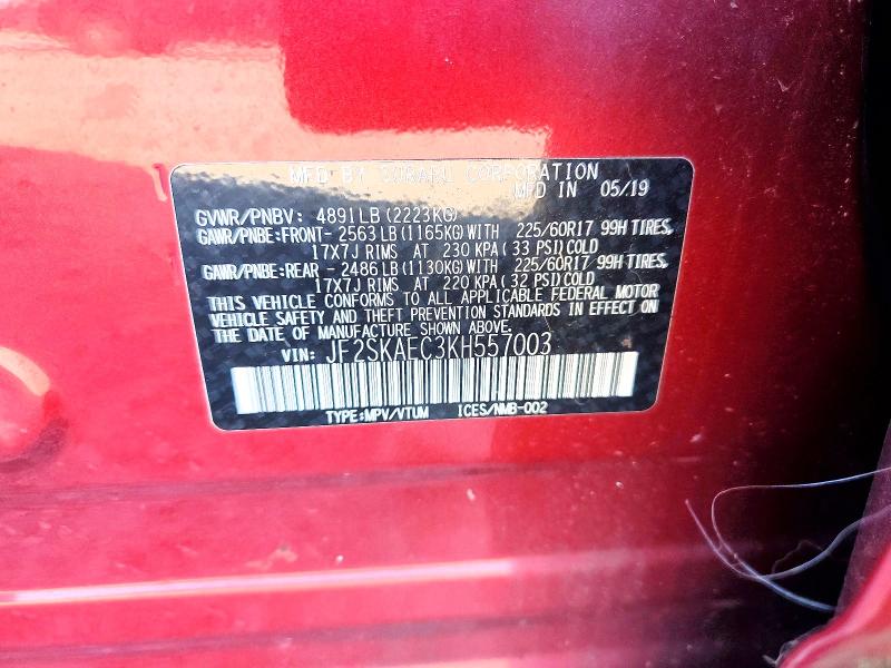 68510356 :رقم المزاد ، JF2SKAEC3KH557003 vin ، 2019 Subaru Forester مزاد بيع