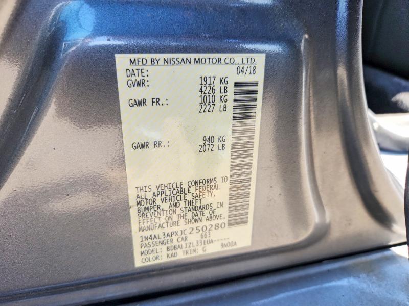 Продаж на аукціоні авто 2018 Nissan Altima, vin: 1N4AL3APXJC250280, номер лоту: 68222856