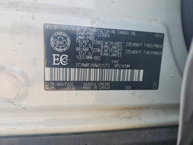 69550266 :رقم المزاد ، 2T3BWRFVXRW221273 vin ، 2024 Toyota Rav4 مزاد بيع