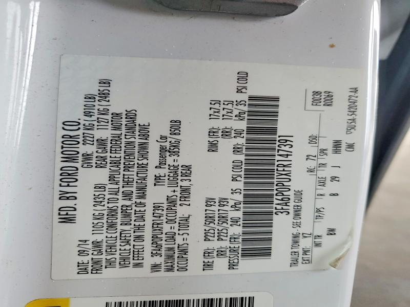 Aukcja sprzedaży 2015 Ford Fusion, vin: 3FA6P0PUXFR147391, numer aukcji: 70537116
