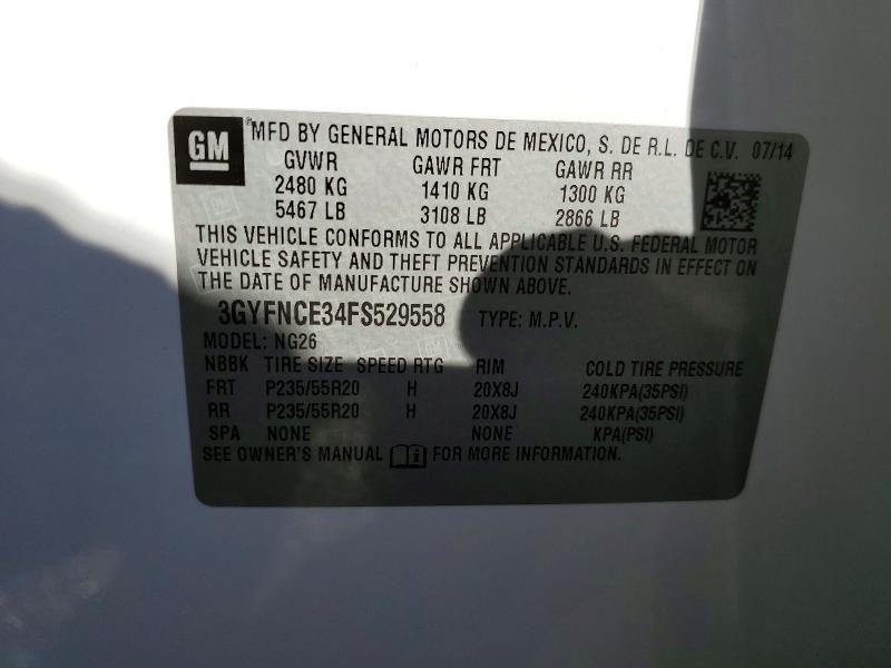 Aukcja sprzedaży 2015 Cadillac Srx, vin: 3GYFNCE34FS529558, numer aukcji: 70266286
