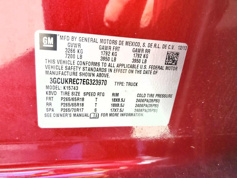 69341156 :رقم المزاد ، 3GCUKREC7EG323970 vin ، 2014 Chevrolet Silverado مزاد بيع