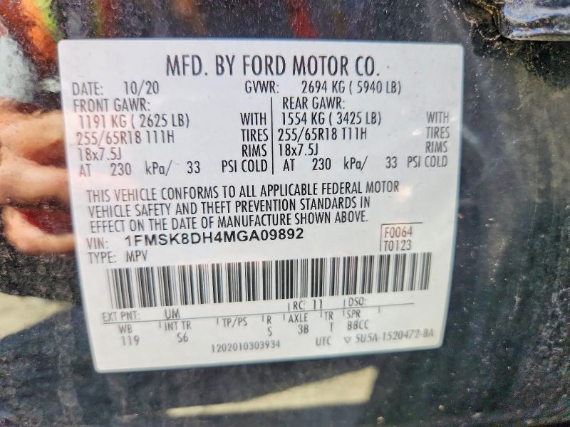 Продаж на аукціоні авто 2021 Ford Explorer, vin: 1FMSK8DH4MGA09892, номер лоту: 68229136