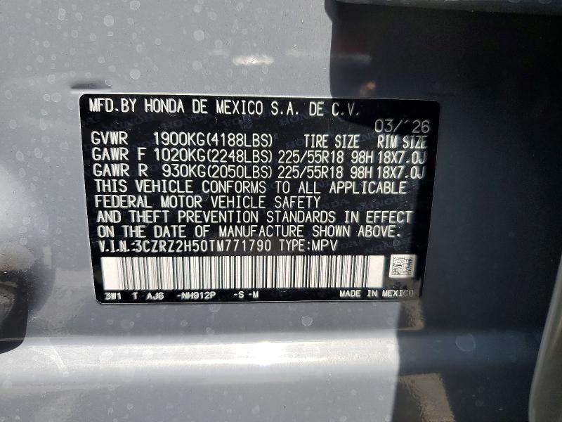 Продажа на аукционе авто 2026 Honda Hr-v, vin: 3CZRZ2H50TM771790, номер лота: 67497086