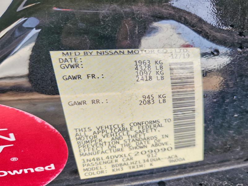 2020 Nissan Altima მანქანა იყიდება აუქციონზე, vin: 1N4BL4DVXLC209090, აუქციონის ნომერი: 68482686