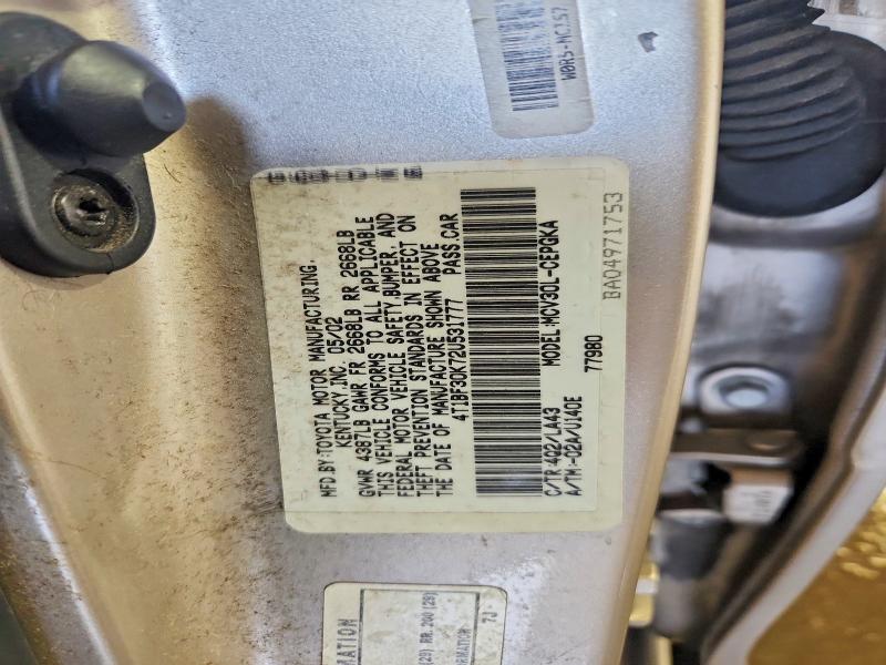 Aukcja sprzedaży 2002 Toyota Camry, vin: 4T1BF30K72U531777, numer aukcji: 68281526