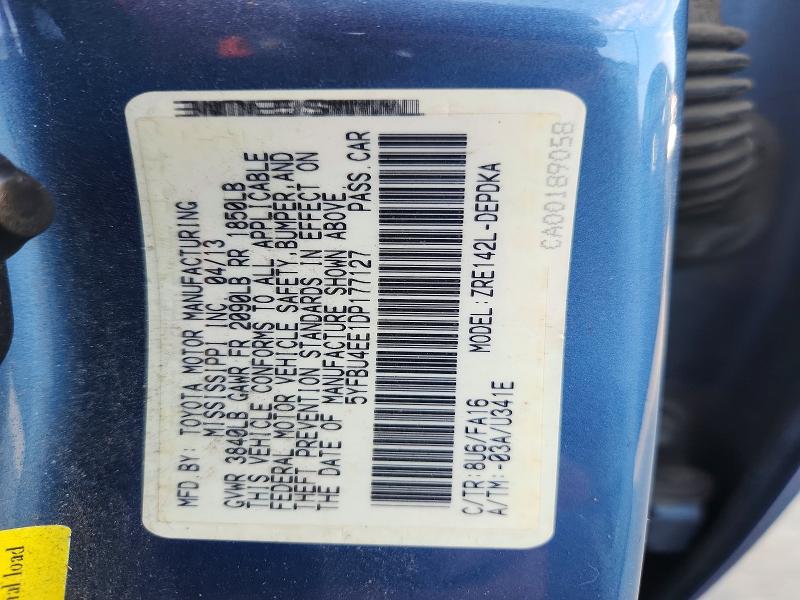 Aukcja sprzedaży 2013 Toyota Corolla, vin: 5YFBU4EE1DP177127, numer aukcji: 69814856