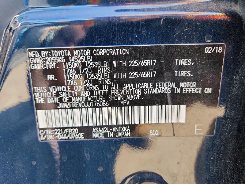 2018 Toyota Rav4 მანქანა იყიდება აუქციონზე, vin: JTMZFREV0JJ176086, აუქციონის ნომერი: 70357486