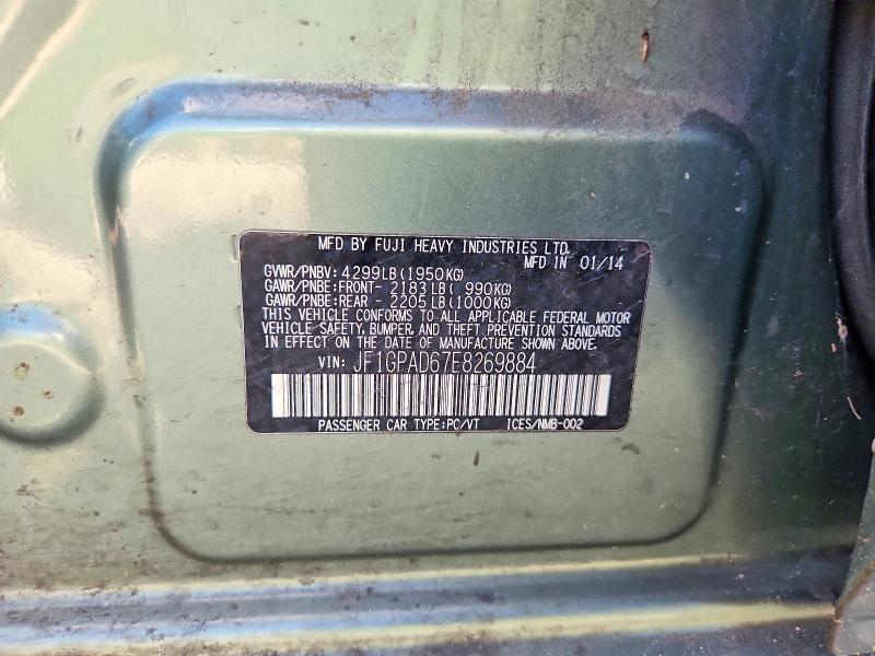 Aukcja sprzedaży 2014 Subaru Impreza, vin: JF1GPAD67E8269884, numer aukcji: 68662826