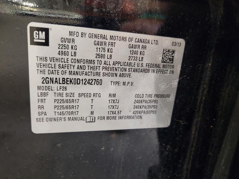 Продаж на аукціоні авто 2013 Chevrolet Equinox, vin: 2GNALBEK0D1242760, номер лоту: 71024516