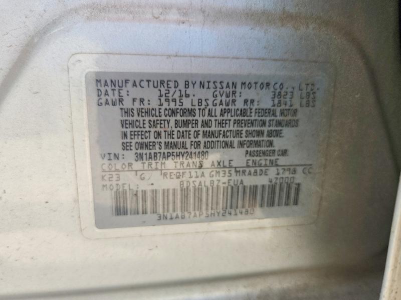Aukcja sprzedaży 2017 Nissan Sentra, vin: 3N1AB7AP5HY241480, numer aukcji: 69878856