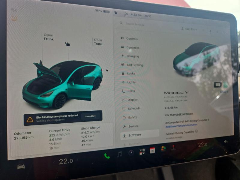 Продажа на аукционе авто 2022 Tesla Model Y, vin: 7SAYGDEE2NF328414, номер лота: 62228736