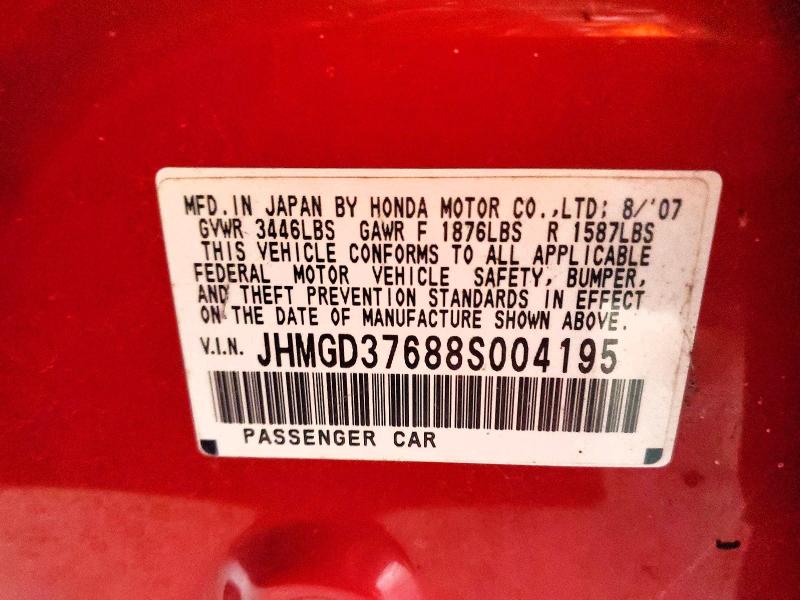 Aukcja sprzedaży 2008 Honda Fit, vin: JHMGD37688S004195, numer aukcji: 68691636