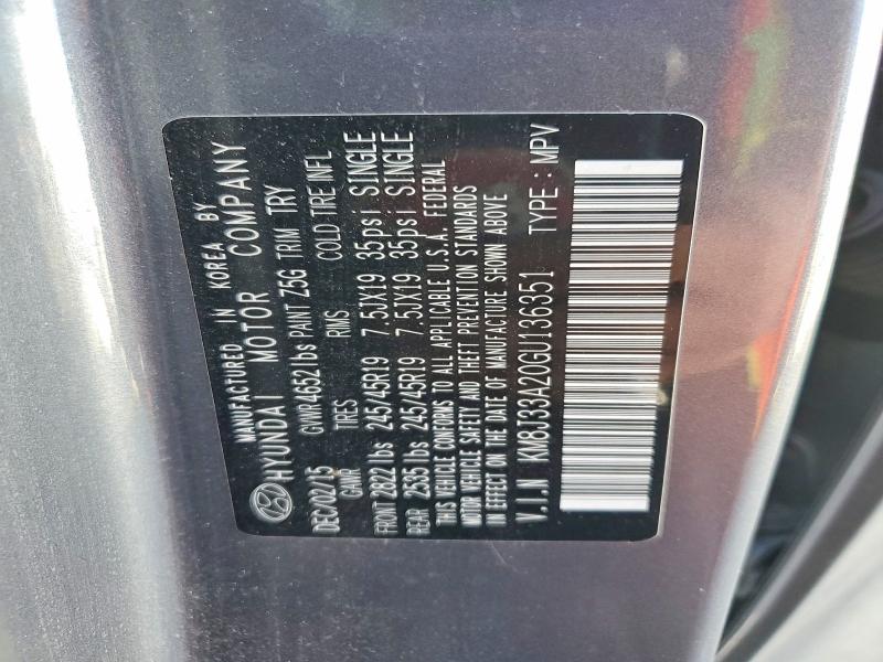 68790566 :رقم المزاد ، KM8J33A20GU136351 vin ، 2016 Hyundai Tucson مزاد بيع