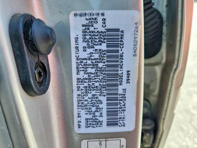 70773356 :رقم المزاد ، 4T1BE32K63U147765 vin ، 2003 Toyota Camry مزاد بيع