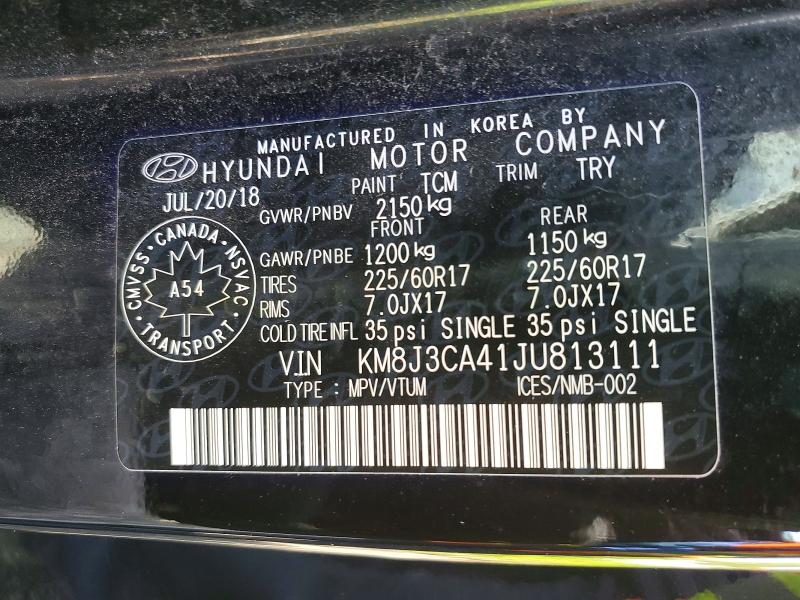 67326386 :رقم المزاد ، KM8J3CA41JU813111 vin ، 2018 Hyundai Tucson مزاد بيع