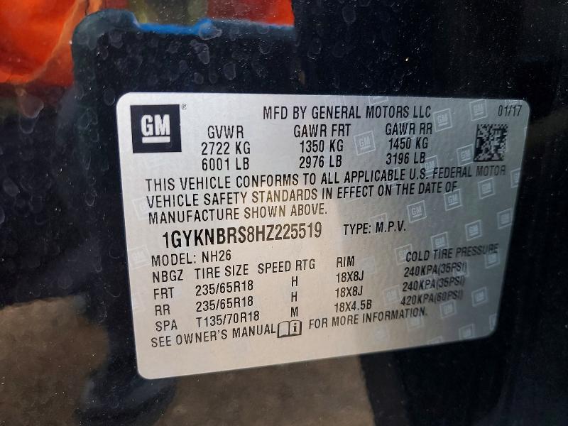 68337066 :رقم المزاد ، 1GYKNBRS8HZ225519 vin ، 2017 Cadillac Xt5 مزاد بيع