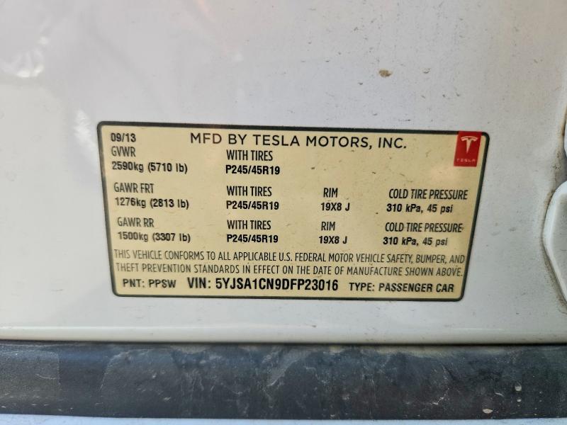 68577486 :رقم المزاد ، 5YJSA1CN9DFP23016 vin ، 2013 Tesla Model S مزاد بيع