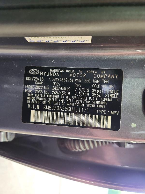 Продаж на аукціоні авто 2016 Hyundai Tucson, vin: KM8J33A25GU111171, номер лоту: 70507546