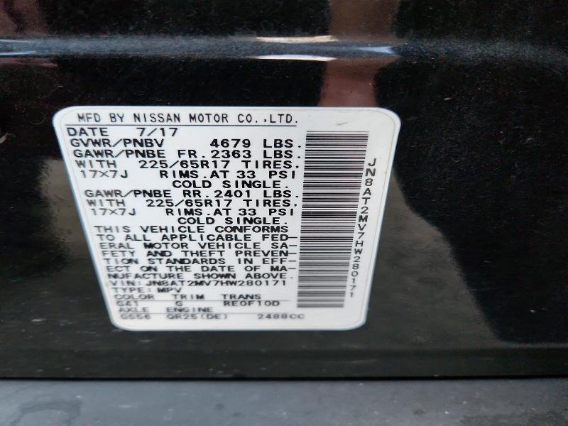 68065716 :رقم المزاد ، JN8AT2MV7HW280171 vin ، 2017 Nissan Rogue مزاد بيع