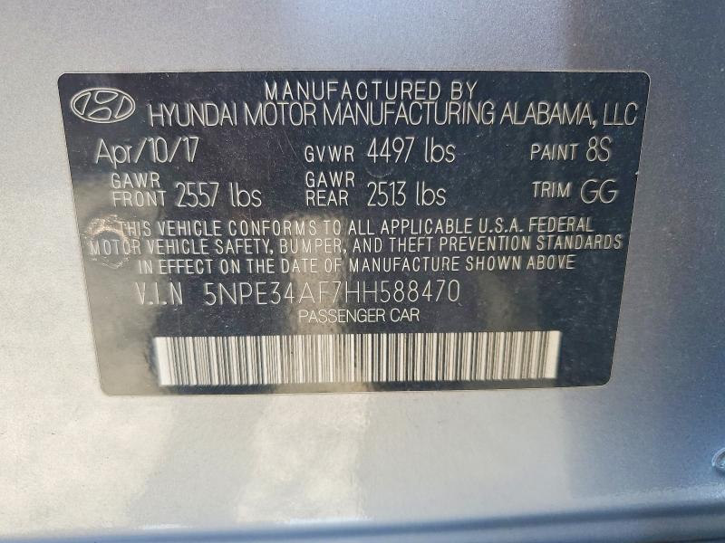 2017 Hyundai Sonata მანქანა იყიდება აუქციონზე, vin: 5NPE34AF7HH588470, აუქციონის ნომერი: 68666596