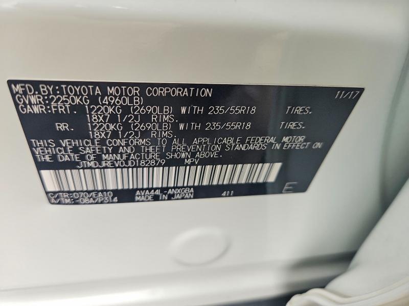 67239436 :رقم المزاد ، JTMDJREV0JD182879 vin ، 2018 Toyota Rav4 Hv مزاد بيع