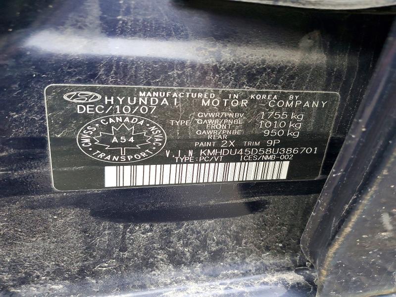 Aukcja sprzedaży 2008 Hyundai Elantra, vin: KMHDU45D58U386701, numer aukcji: 67262976