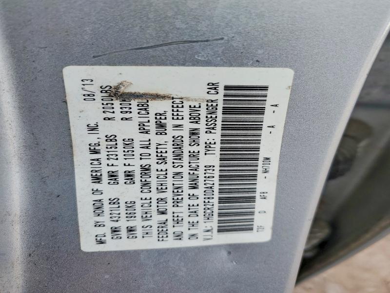 Auction sale of the 2013 Honda Accord, vin: 1HGCR2F80DA276739, lot number: 69387096