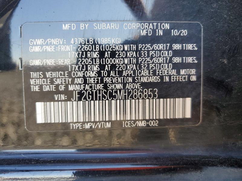 68708246 :رقم المزاد ، JF2GTHSC5MH286853 vin ، 2021 Subaru Crosstrek مزاد بيع
