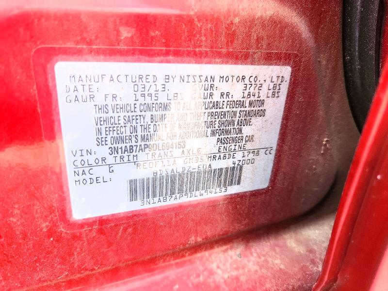 Aukcja sprzedaży 2013 Nissan Sentra, vin: 3N1AB7AP9DL694153, numer aukcji: 69501416