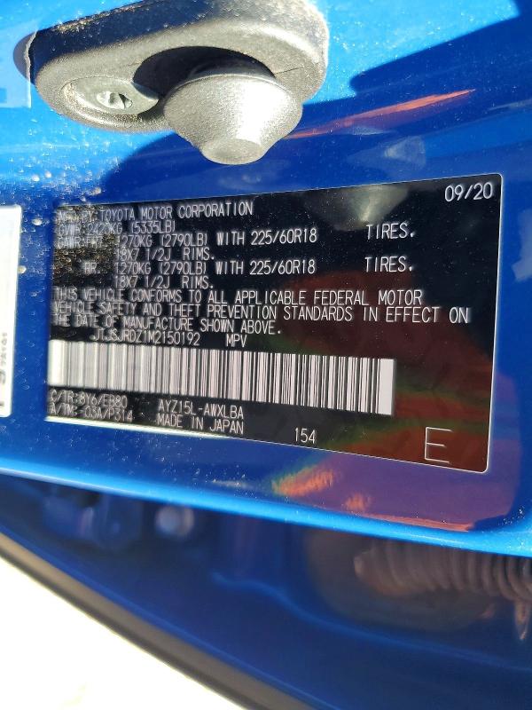 68176826 :رقم المزاد ، JTJSJRDZ1M2150192 vin ، 2021 Lexus Nx 300h مزاد بيع