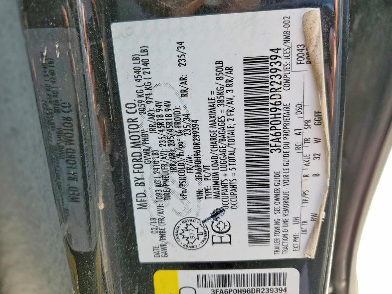 Продаж на аукціоні авто 2013 Ford Fusion, vin: 3FA6P0H96DR239394, номер лоту: 66806406