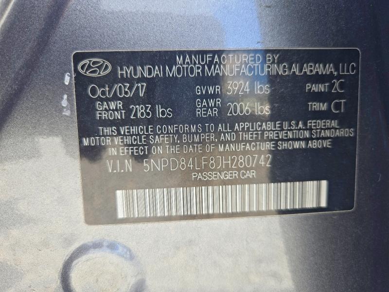 Продажа на аукционе авто 2018 Hyundai Elantra, vin: 5NPD84LF8JH280742, номер лота: 70145976