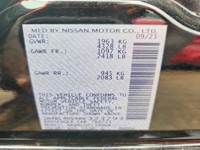 2024 Nissan Altima მანქანა იყიდება აუქციონზე, vin: 1N4BL4DV4RN323793, აუქციონის ნომერი: 68702456