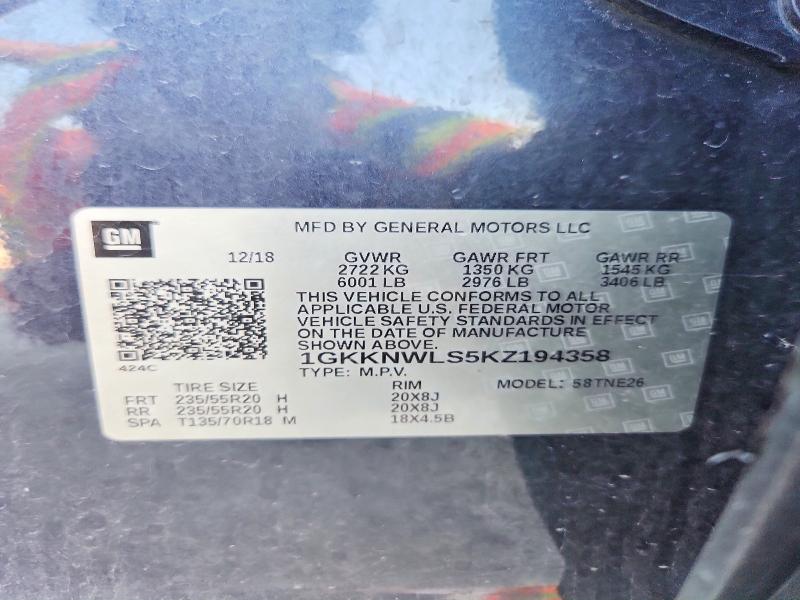 Продажа на аукционе авто 2019 Gmc Acadia, vin: 1GKKNWLS5KZ194358, номер лота: 67010796