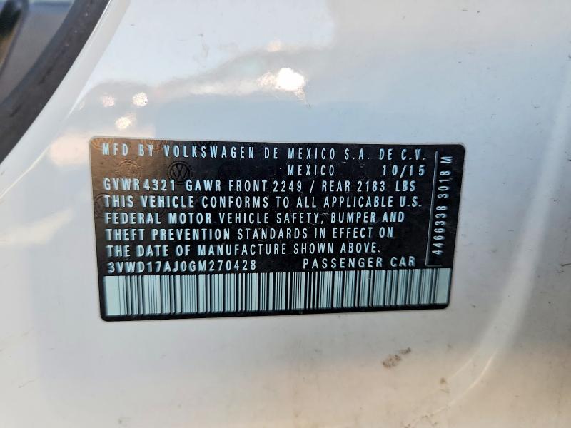 Aukcja sprzedaży 2016 Volkswagen Jetta, vin: 3VWD17AJ0GM270428, numer aukcji: 68986206