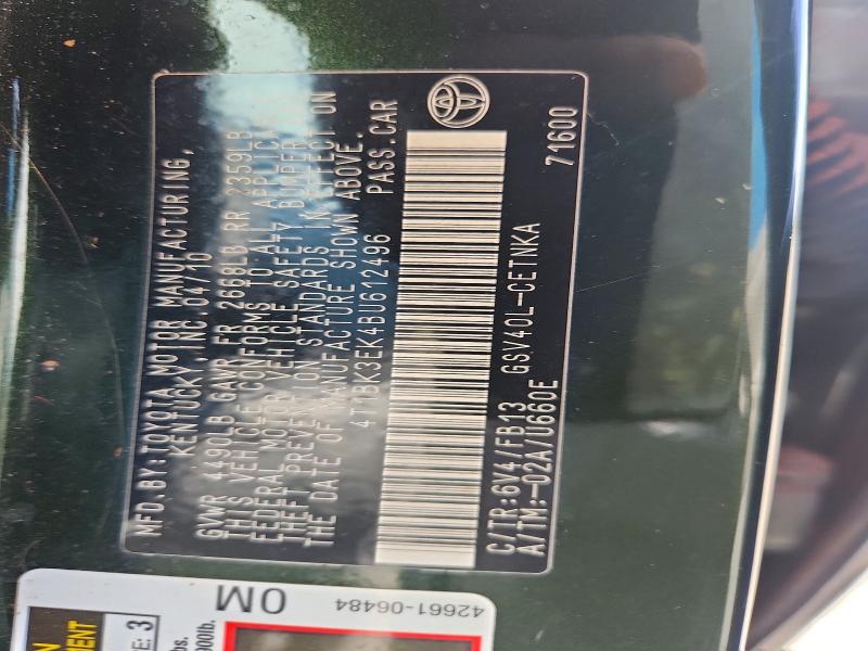 Aukcja sprzedaży 2011 Toyota Camry, vin: 4T1BK3EK4BU612496, numer aukcji: 69308836