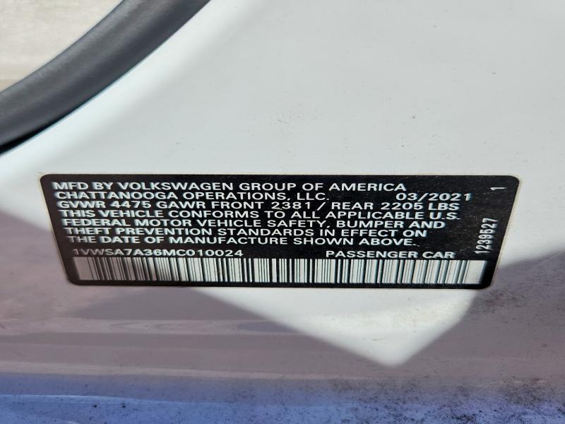 67781306 :رقم المزاد ، 1VWSA7A36MC010024 vin ، 2021 Volkswagen Passat مزاد بيع