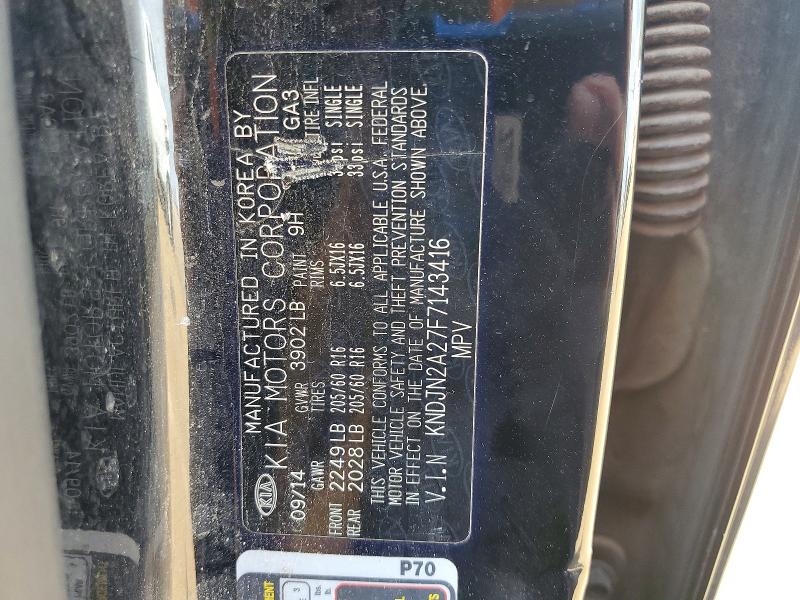 69096046 :رقم المزاد ، KNDJN2A27F7143416 vin ، 2015 Kia Soul مزاد بيع