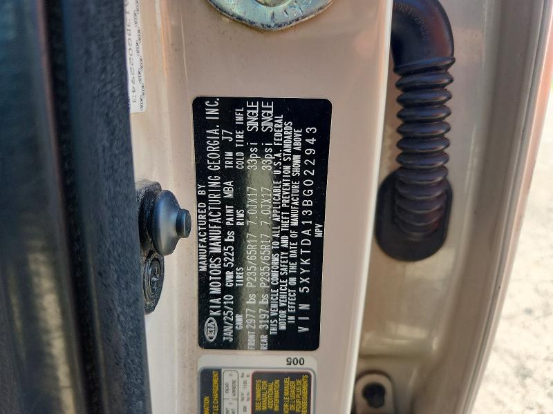 Продажа на аукционе авто 2011 Kia Sorento, vin: 5XYKTDA13BG022943, номер лота: 67254516